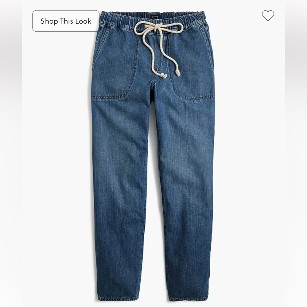 J. Crew Factory Denim Drawstring Pant Size 35 2XL 22/24 Jeans
